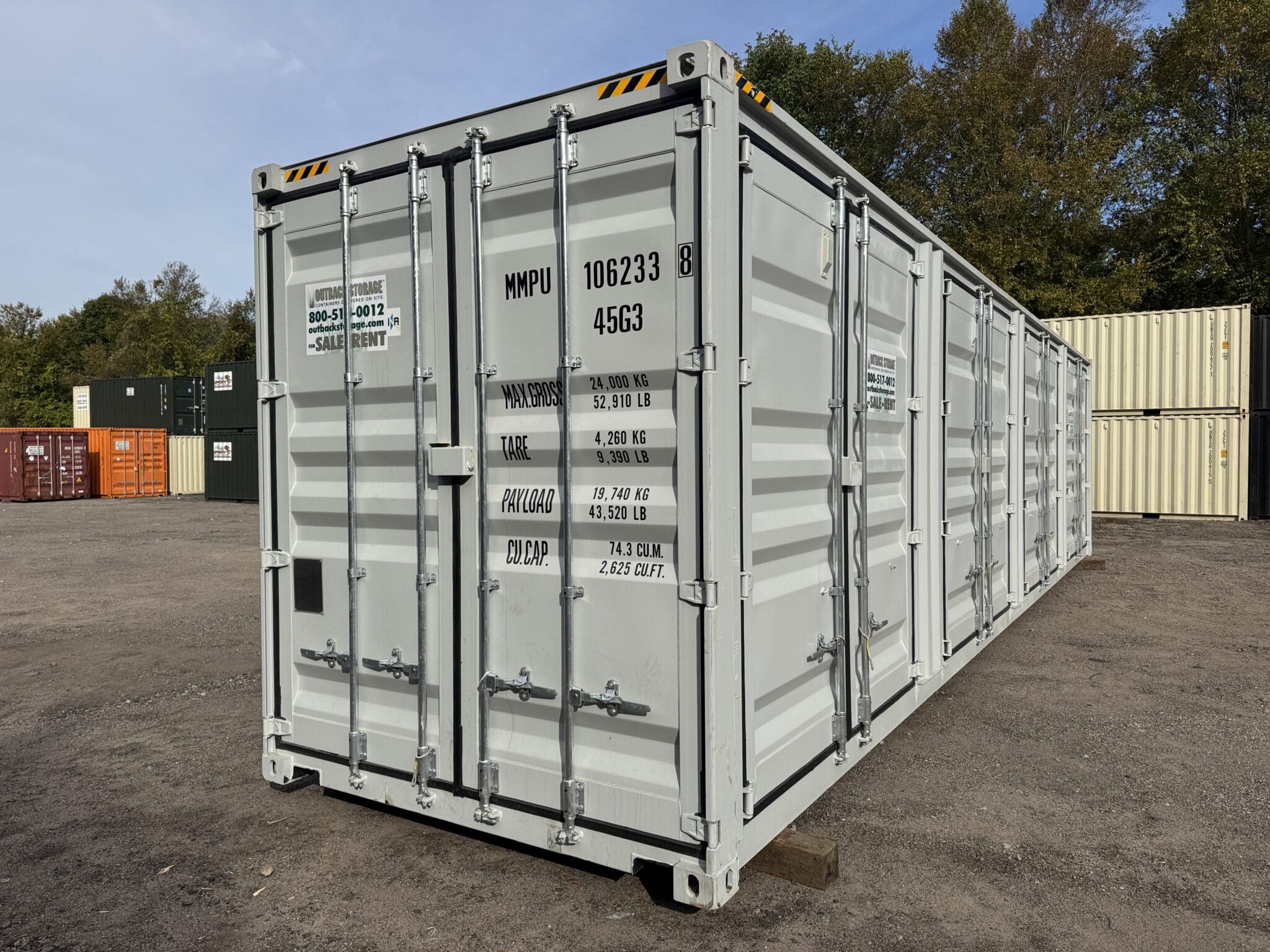 container 40 piedi high cube con 4 porte laterali – tenuta stagna, grigio container 40 piedi high cube con 4 porte laterali – tenuta stagna, grigio