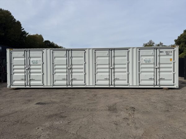 container 40 piedi high cube con 4 porte laterali – tenuta stagna, grigio