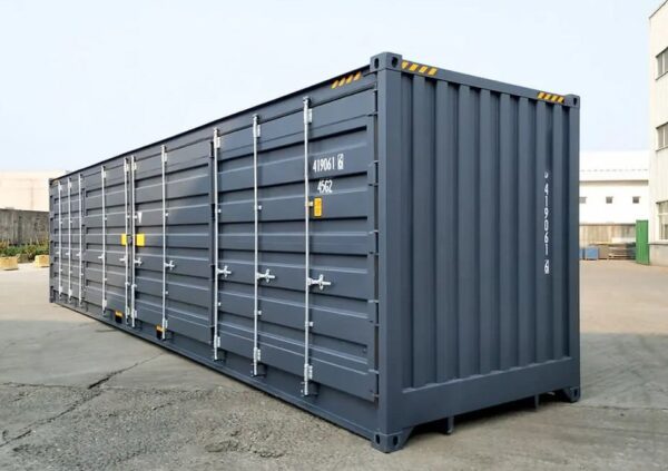 container 40 piedi open side high cube – lato completamente apribile, grigio